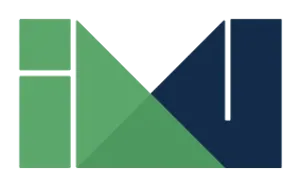 Logo aus grünen und blauen geometrischen Formen auf weißem Hintergrund.